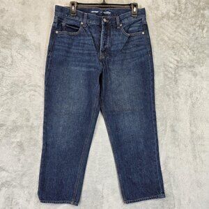 Old Navy Jeans Womens 8 Blue Dark Wash High-Rise Slouchy Straight Button Fly